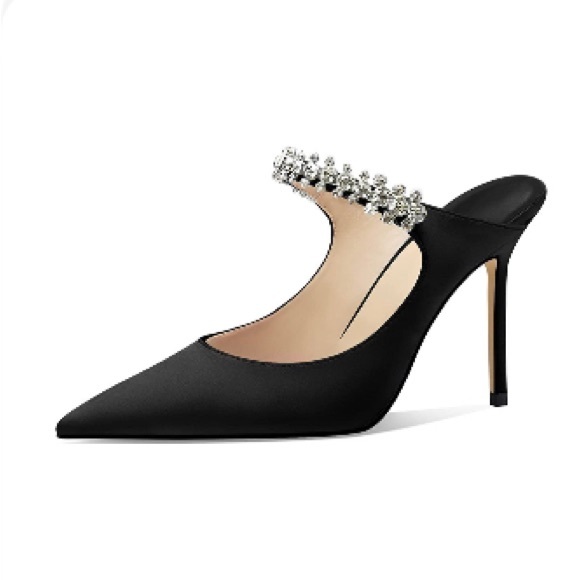 Amazon Shoes - Heeled Mules Rhinestone Strappy Pointed Toe